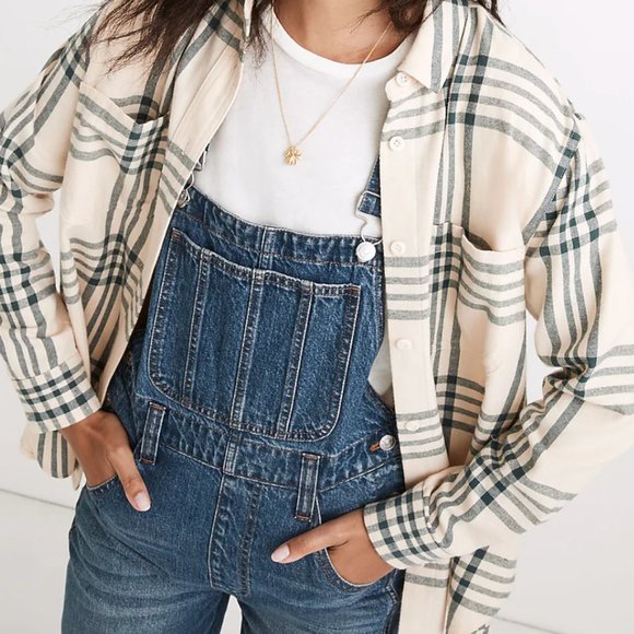 Madewell Tops - MADEWELL NWT Oversized Ex-Boyfriend Swing Windowpane Flannel Shirt size M